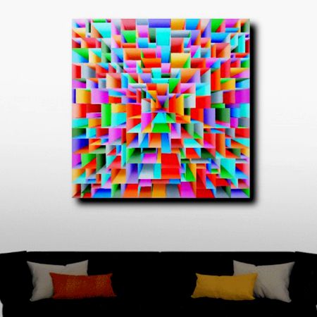 Urban Chorus Acrylic Canvas Painting by Artist Samba Prasad 18 x 18 inch